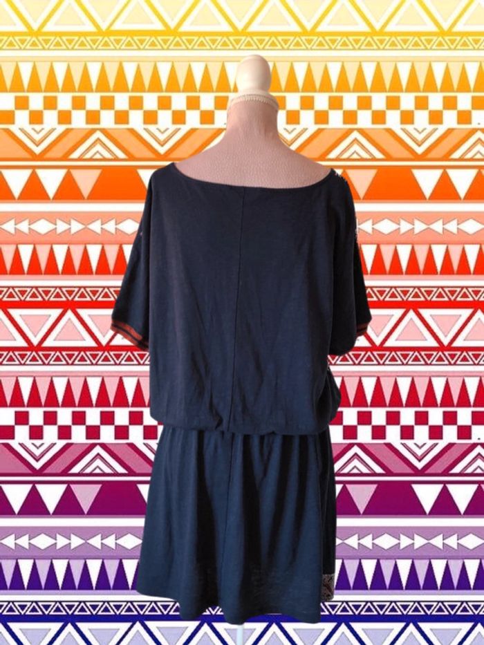 💙Robe t-shirt ethnique hippie marine imprimée🤎navy t-shirt dress💙 - photo numéro 3
