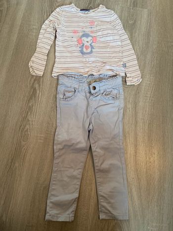 Ensemble sergent major mes petits cailloux t shirt manche longue jeans fille 3 ans 98 cm