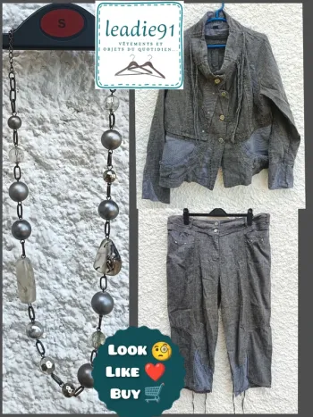 ensemble veste + pantacourt + collier Fille des Sables femme 46 / 48