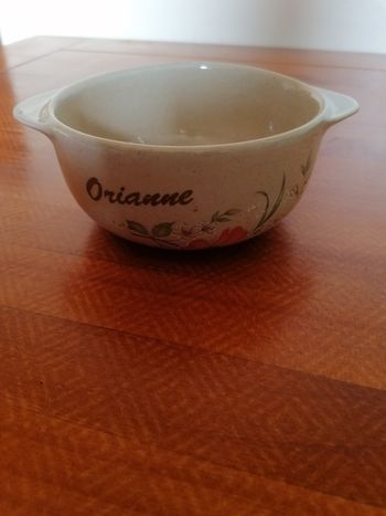 Bol avec oreille en grès prénom orianne