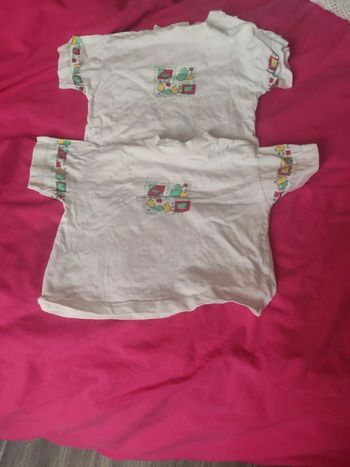 Lot 2 tee shirt blanc motif fruits 6 mois