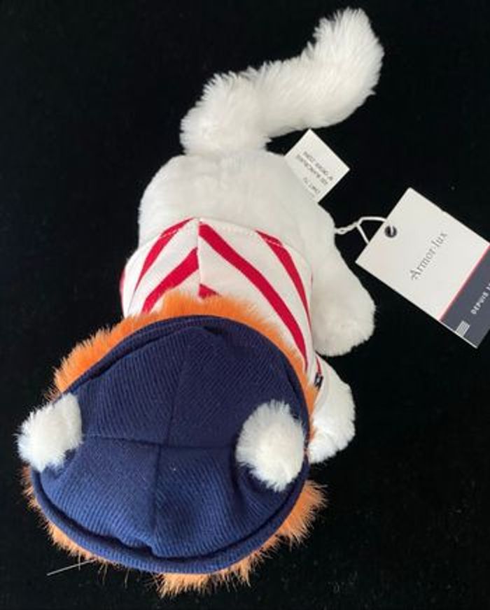 ❤️B5787 Peluche doudou chat ARMOR-LUX blanc bleu marine rouge - photo numéro 2