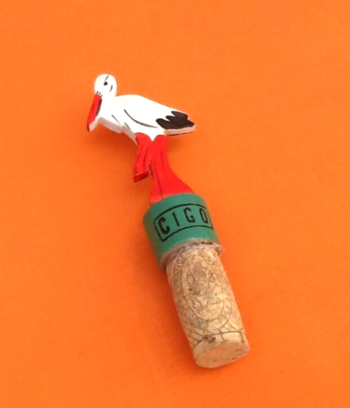 Ancien bouchon de bouteille CIGO Cigogne Bois - photo numéro 2