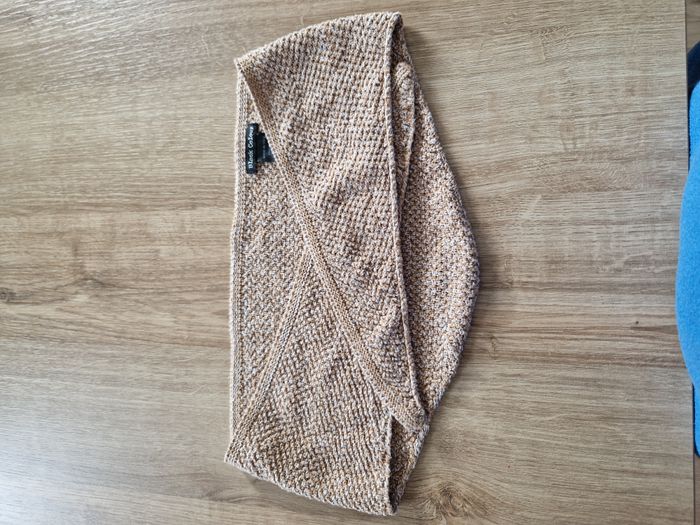 Écharpe/Cache-col Tricoté Croisé (Type Snood) Beige & Marron Chiné - Black Colour