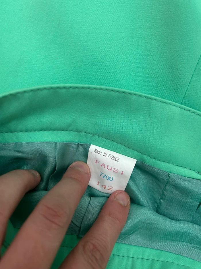 Ensemble tailleur veste et jupe année 70 80 taille 42 vert - faust bel air - photo numéro 6