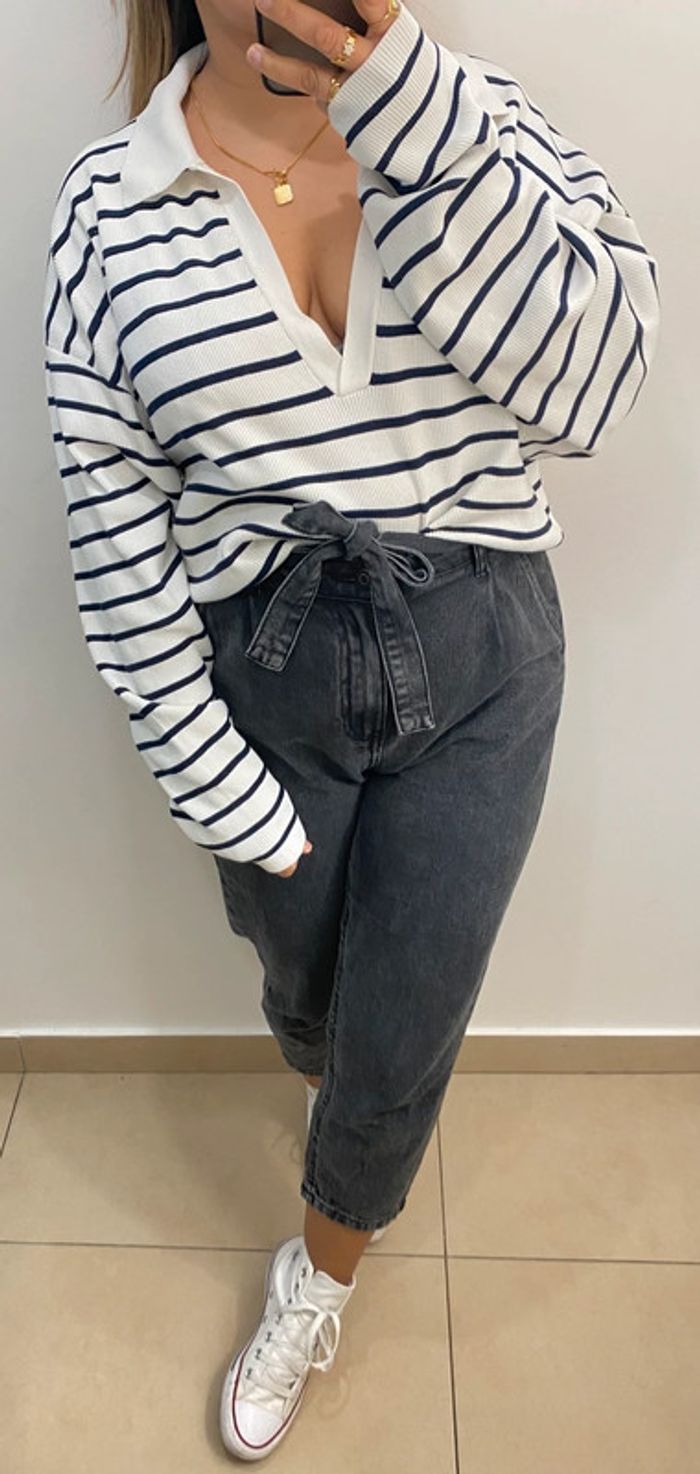 Superbe Pull Léger Ample A Rayures Taille M Et Plus - photo numéro 4