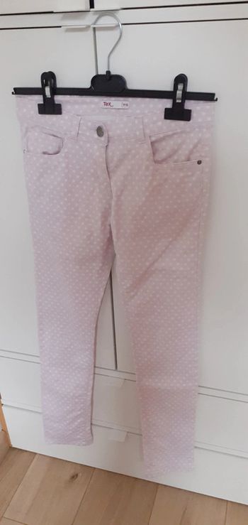 Pantalon  rose pois blanc