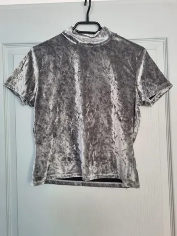 T-shirt Argenté Style Velour A Manches Courtes Col Roulé, Pimkie