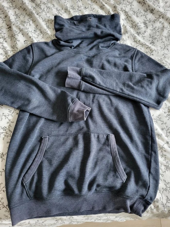 Sweat col montant poche traversante 14 ans xs Kiabi bleu gris