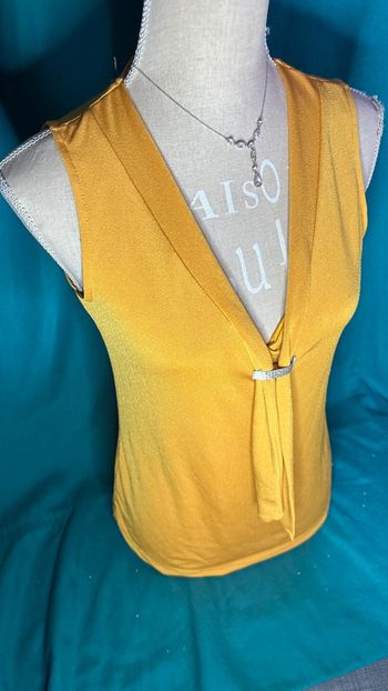 💕 top cravate style chemise moutarde taille 36 S #lahalle