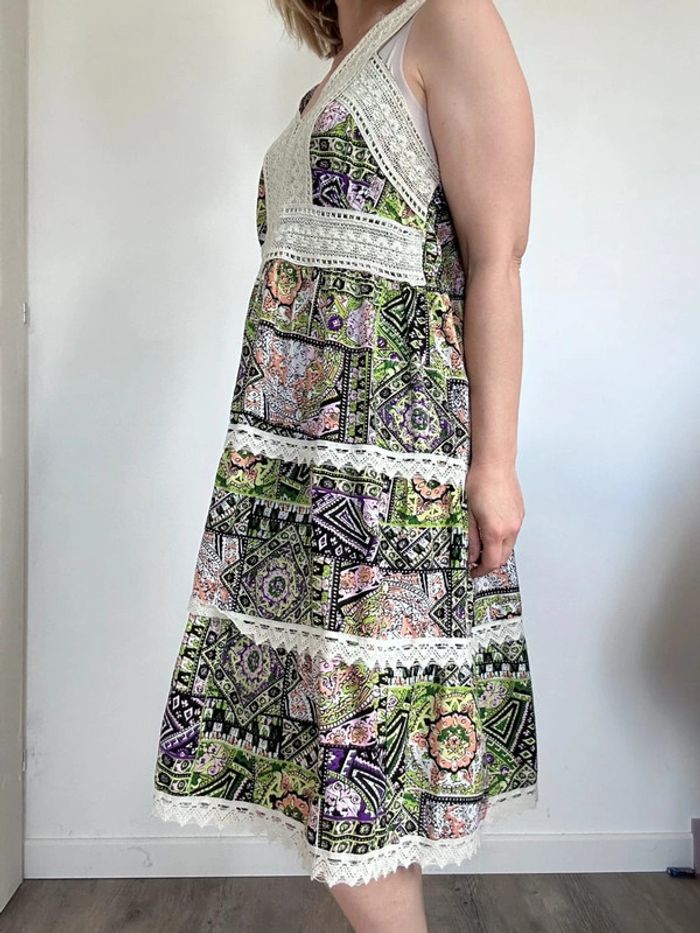 Corte Hindu Robe midi verte à crochet – Taille 38 – Très bon état - photo numéro 5