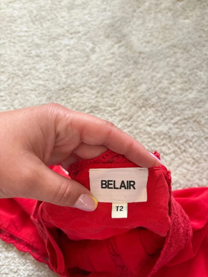 Débardeur rouge dentelle soie taille M - photo numéro 3