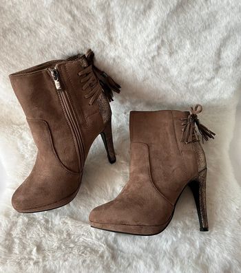 Bottines à talons marrons taupes et bronze 38