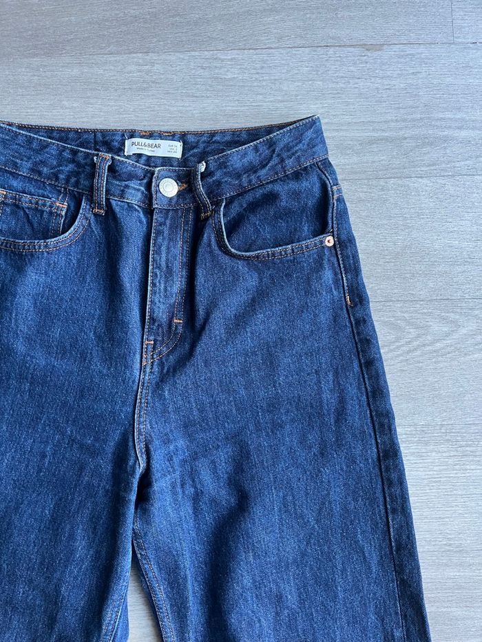 Jean large taille haute bleu foncé Pull&Bear T34 - photo numéro 2