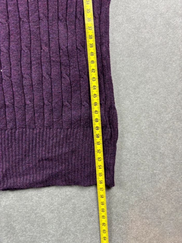 Pull torsadé col V cable knit vintage violet - photo numéro 5