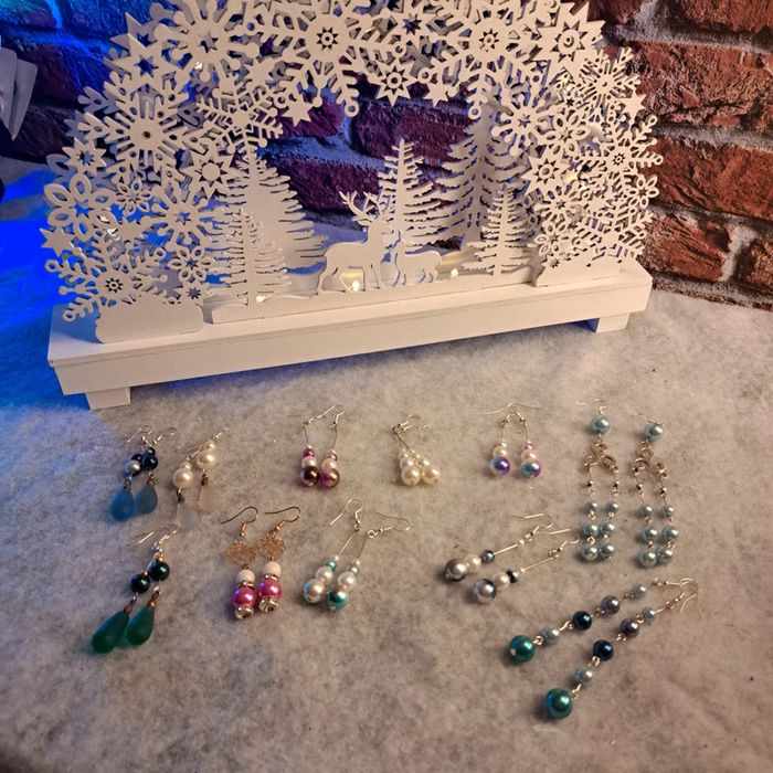 Boucles d'oreilles pendante avec perles nacré multicolore