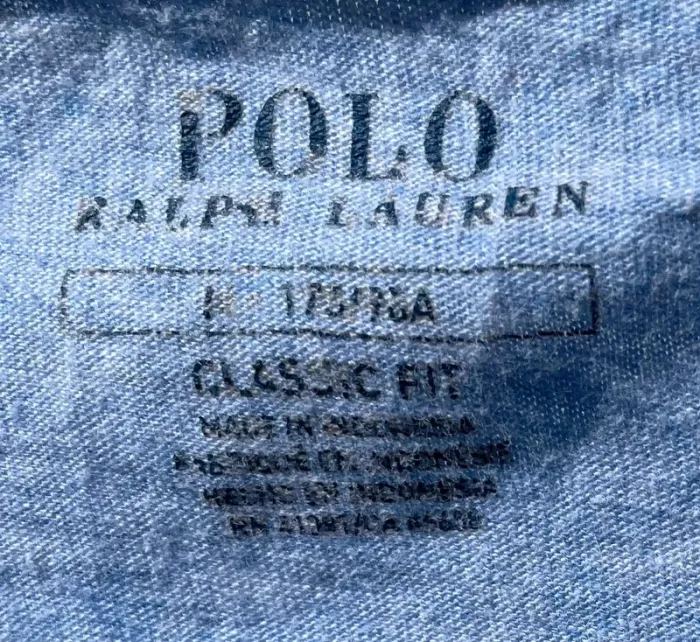 V-neck T-shirt Ralph Lauren short sleeves blue black logo mens M - photo numéro 2