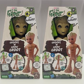 Lot de 2 figurines Hasbro Marvel Studios I Am Groot Groove & Grow Groot Disney