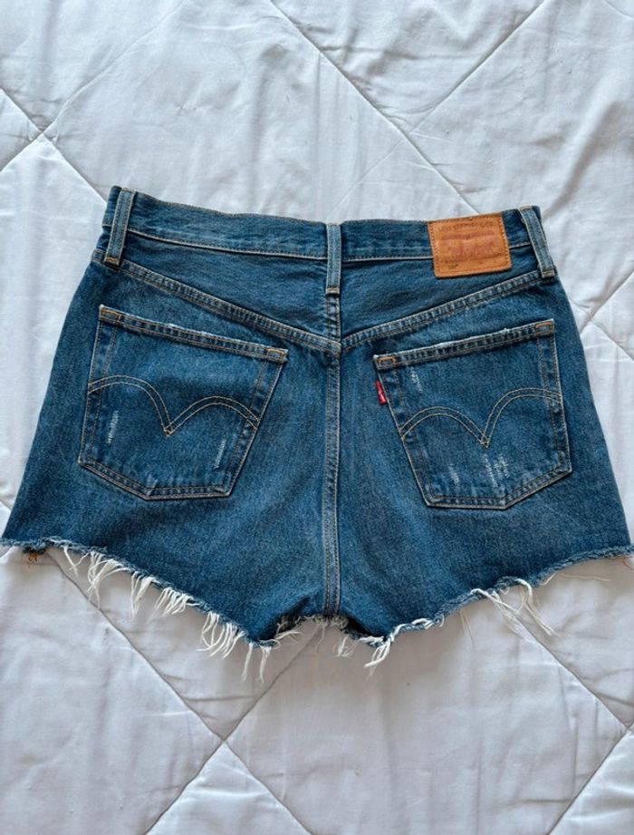 Short Levi’s 501 mini court bleu frange effiloché – taille haute style destroy Levi’s Premium L/40 - photo numéro 7