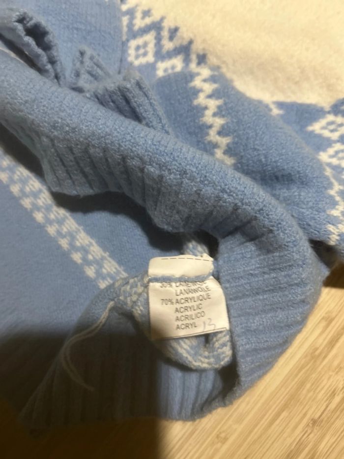 Pull moche col roulé vintage et kitsch 40 bleu et blanc - photo numéro 5