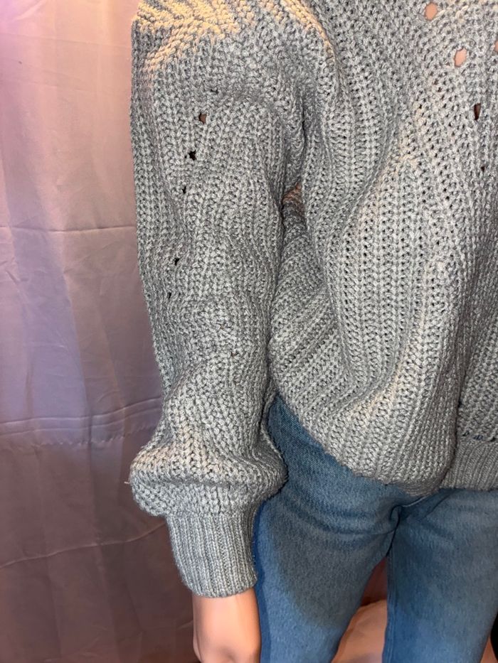 Pull Oversize Gris Chiné Jennyfer - Maille Torsadée & Détaillée - Taille XS - photo numéro 2