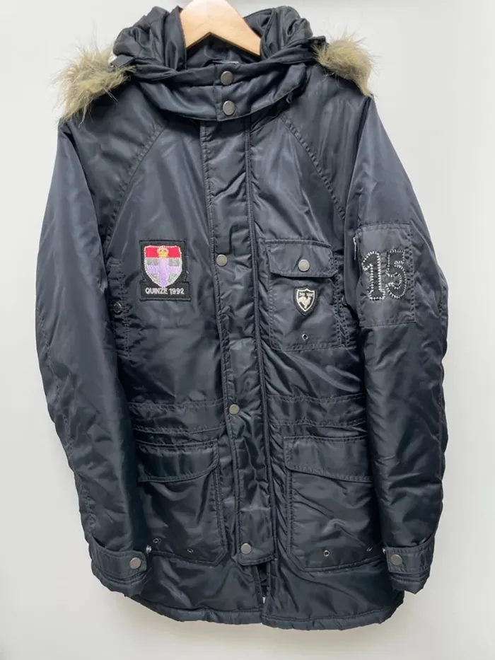 Serge Blanco vintage black coat hoodi Mens L