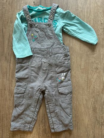 Ensemble salopette t-shirt manches longues 12 mois