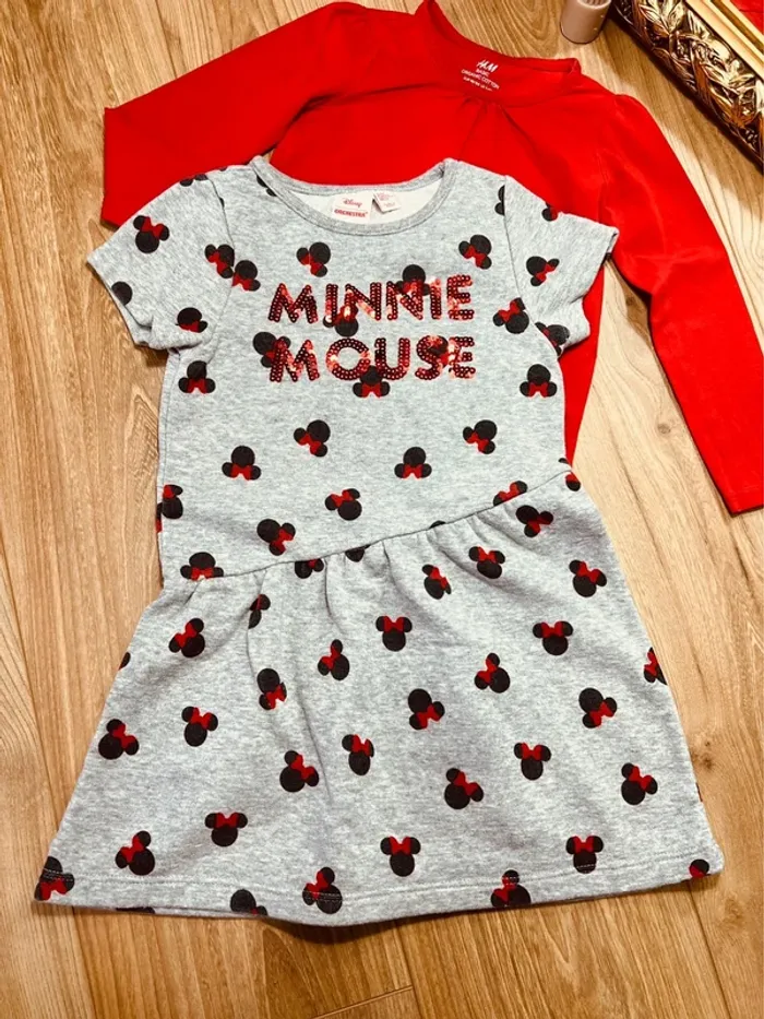 Taille 3 ans tenue 2 pièces fille Disney H&M gris et rouge * Minnie * 🩷 - photo numéro 2