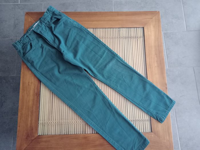 Pantalon en toile vert bouteille 12 ans neuf - photo numéro 4