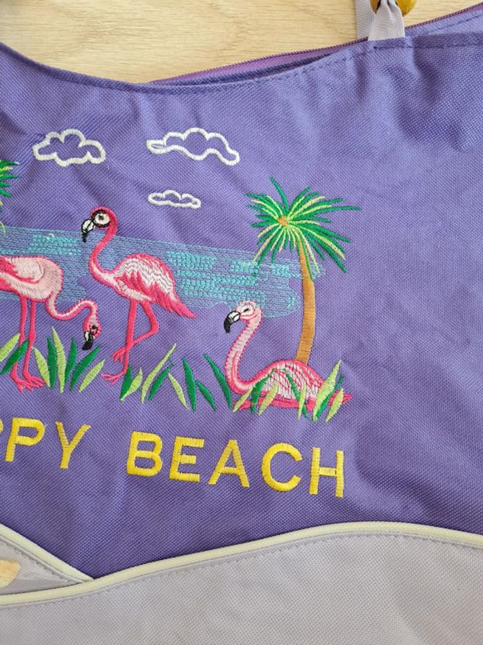 Grand sac de plage flamand rose coquillage - photo numéro 6