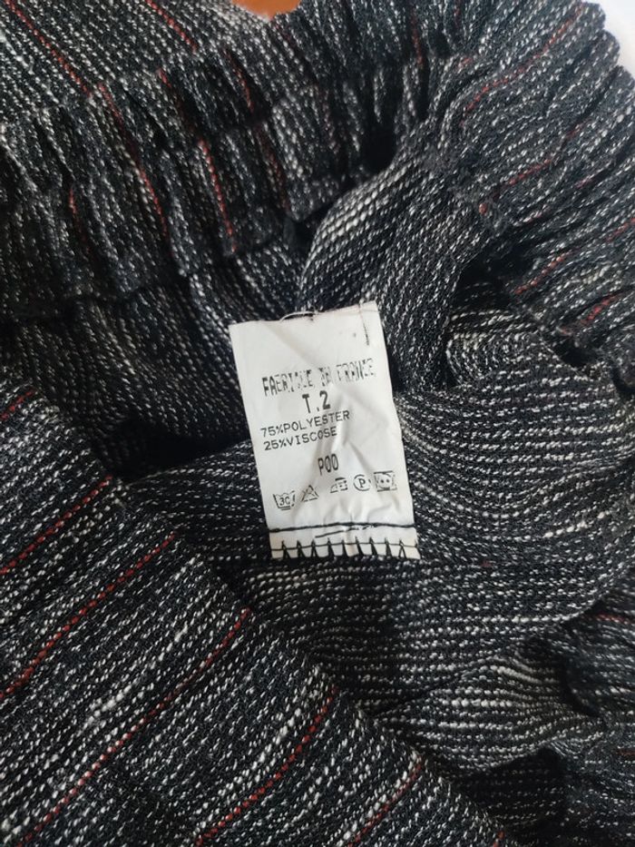 Pantalon femme large élastique gris Vintage T2 M Fabriqué en France - photo numéro 5