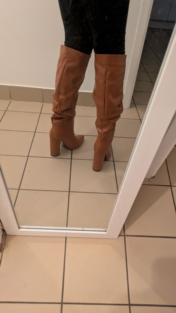 Knee High Bottines Blanches Shein Bottes Marron Talon 10 Cm Taille