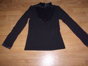 Tee shirt COTE FEMME noir satiné par endroits 38/40 TBE