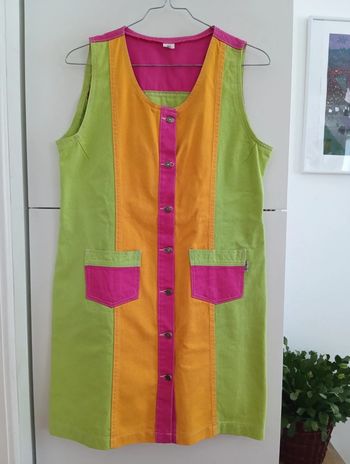 Robe vintage droite boutonnée en jean multicolore