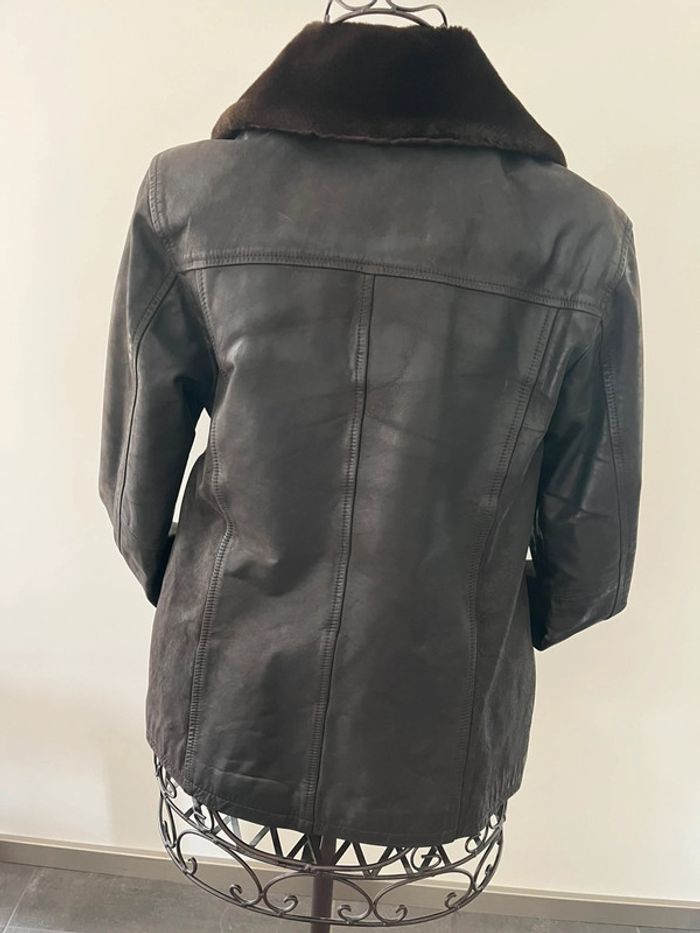 Veste manteau en cuir marron foncée Oakwood taille M - photo numéro 4