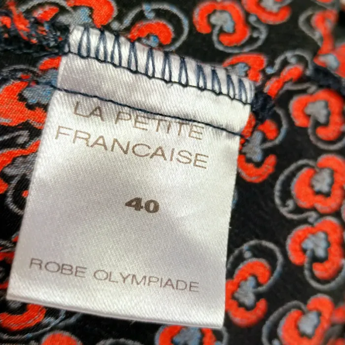 Robe cache-cœur imprimée La Petite Française noir orange bleu – Taille 40, 100 % viscose A950 - photo numéro 9