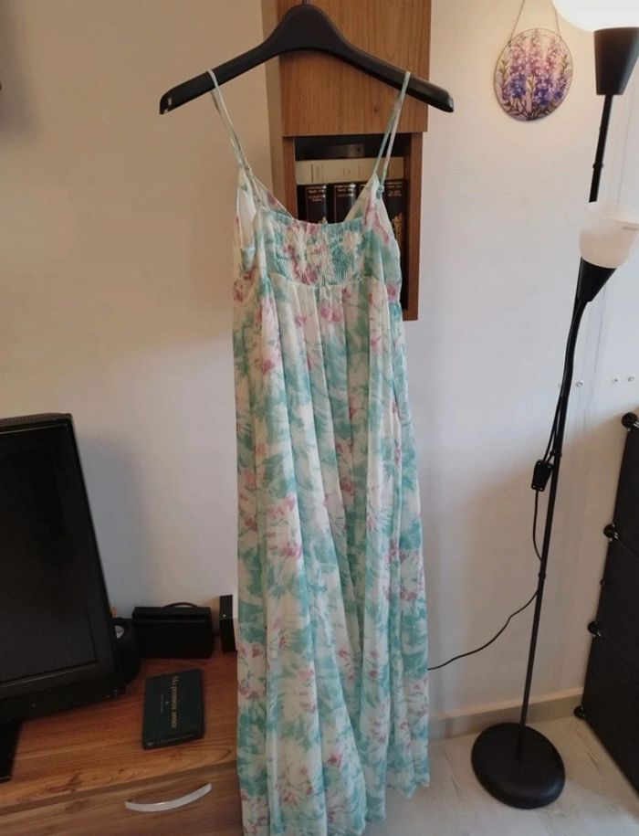 Superbe robe imprimée fleurie bleu-clair et rose de la marque Camaïeu en taille S - photo numéro 5