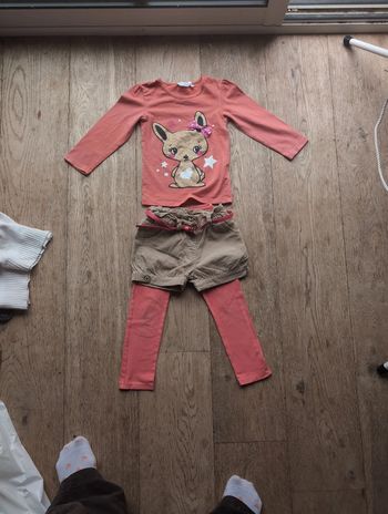 Ensemble short/t-shirt/legging corail lapin Doré 3 ans
