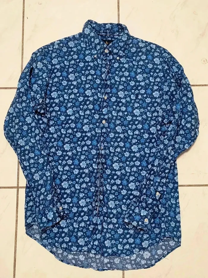 🌸 Chemise Ralph Lauren Luxury Linen florale bleu vintage 🌸 - photo numéro 8