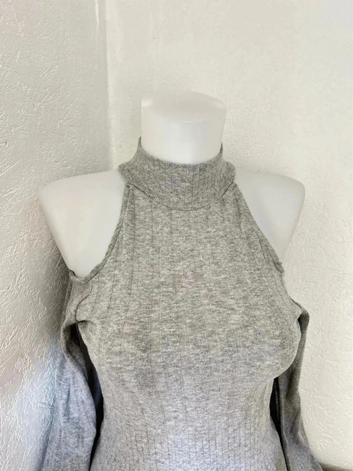 Top gris côtelé manches ouvertes - Jennyfer - Taille M - photo numéro 2