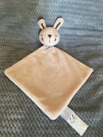 Doudou plat losange Lapin beige marron Bébé Douceur