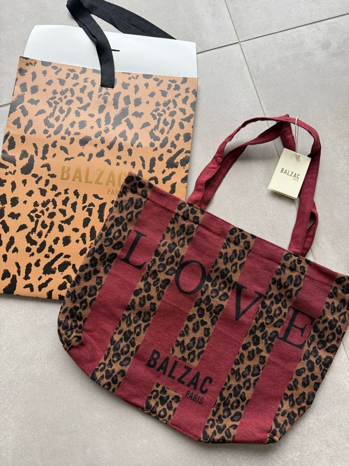 Cabas love leopard balzac paris rayé tote bag