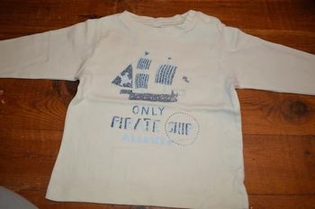 Tee shirt manches longues bateau 12 mois - 1 an blanc
