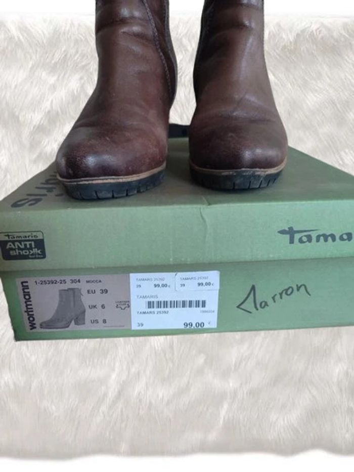 Bottines femme marron cuir taille 39 Tamaris - photo numéro 3