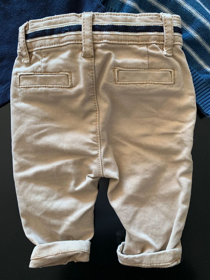 Ensemble Rayures Beige 3 mois Pantalon T-shirt Pull - photo numéro 5