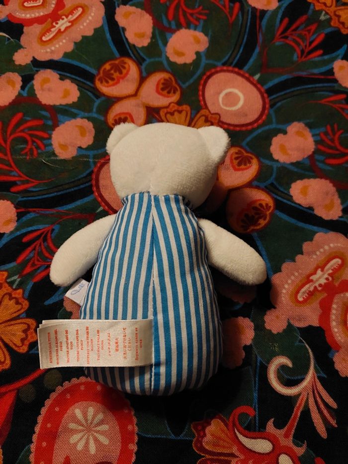 Jacadi - mini doudou ourson à rayures bleues - photo numéro 2