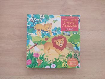 Coffret livre et 3 puzzles Le zoo usborne 