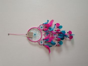 Mini attrape rêve rose et turquoise Diamètre 6 cm Neuf