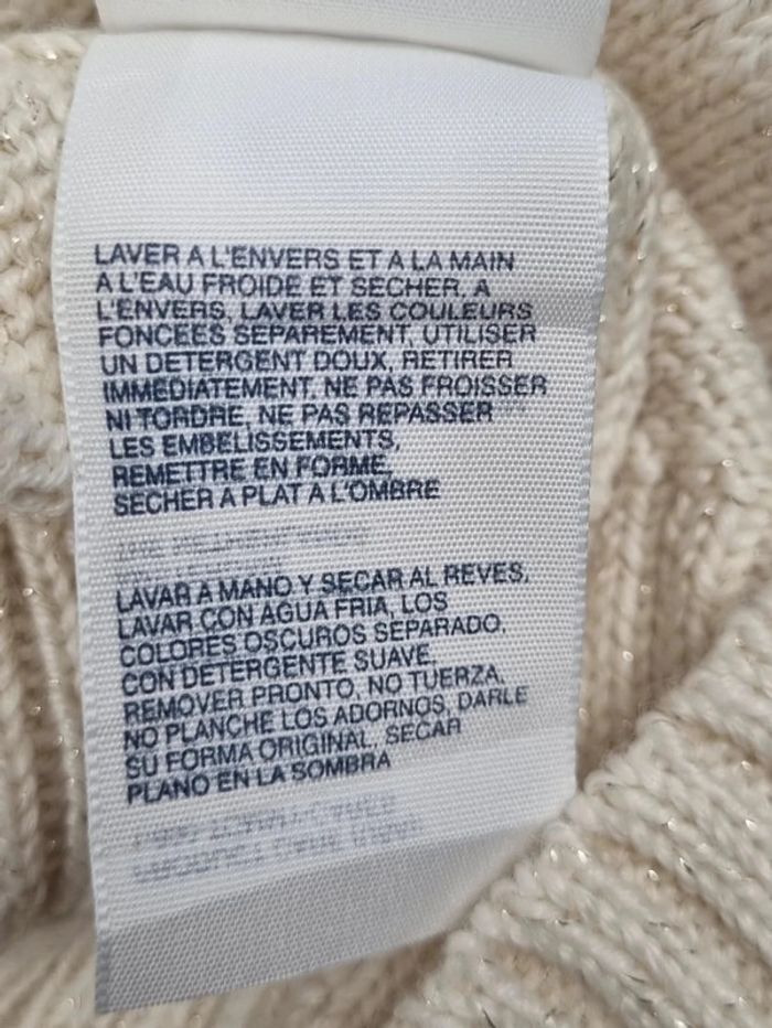 Pull torsadé Tommy Hilfiger écru – Taille M Femme (mesures en photos) - photo numéro 10