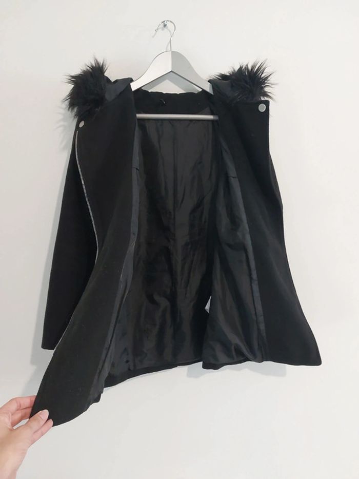 Manteau noir vintage à capuche - photo numéro 2